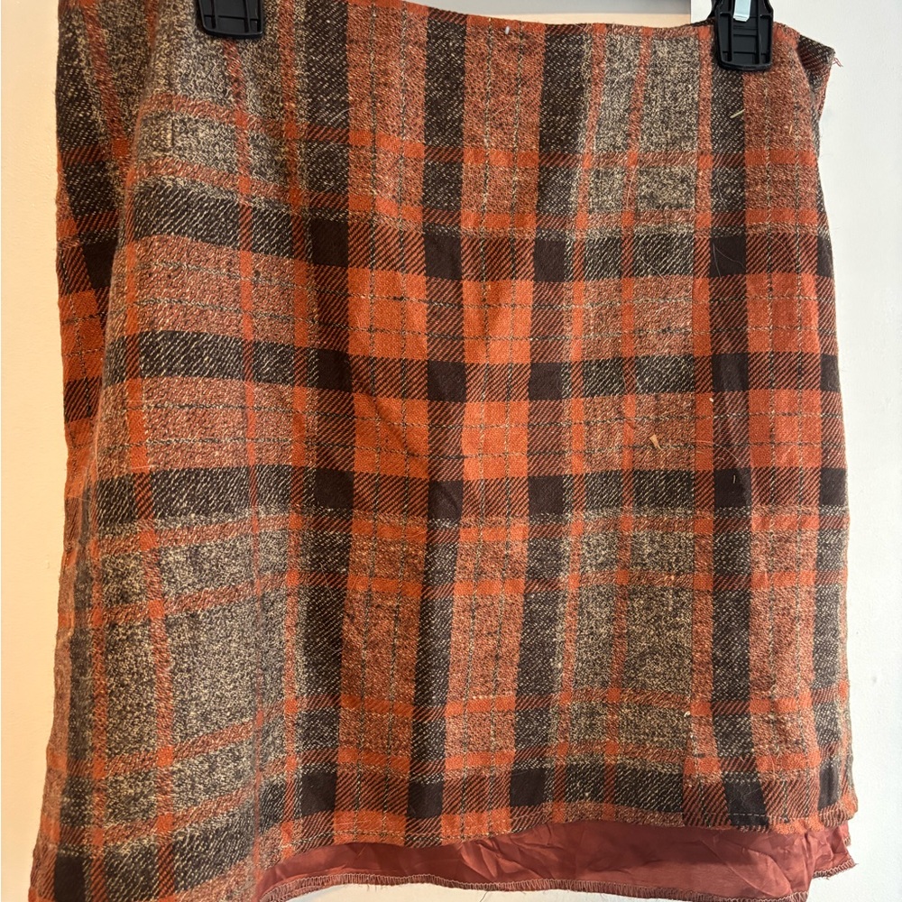 Woman’s Valerie Stevens Orange and Brown Plaid Mini Skirt size 12